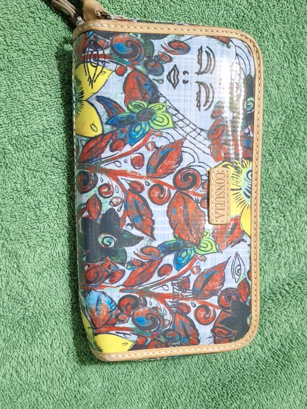 Consuela Multicolor Floral Zip Phone Wallet - Brown Trim